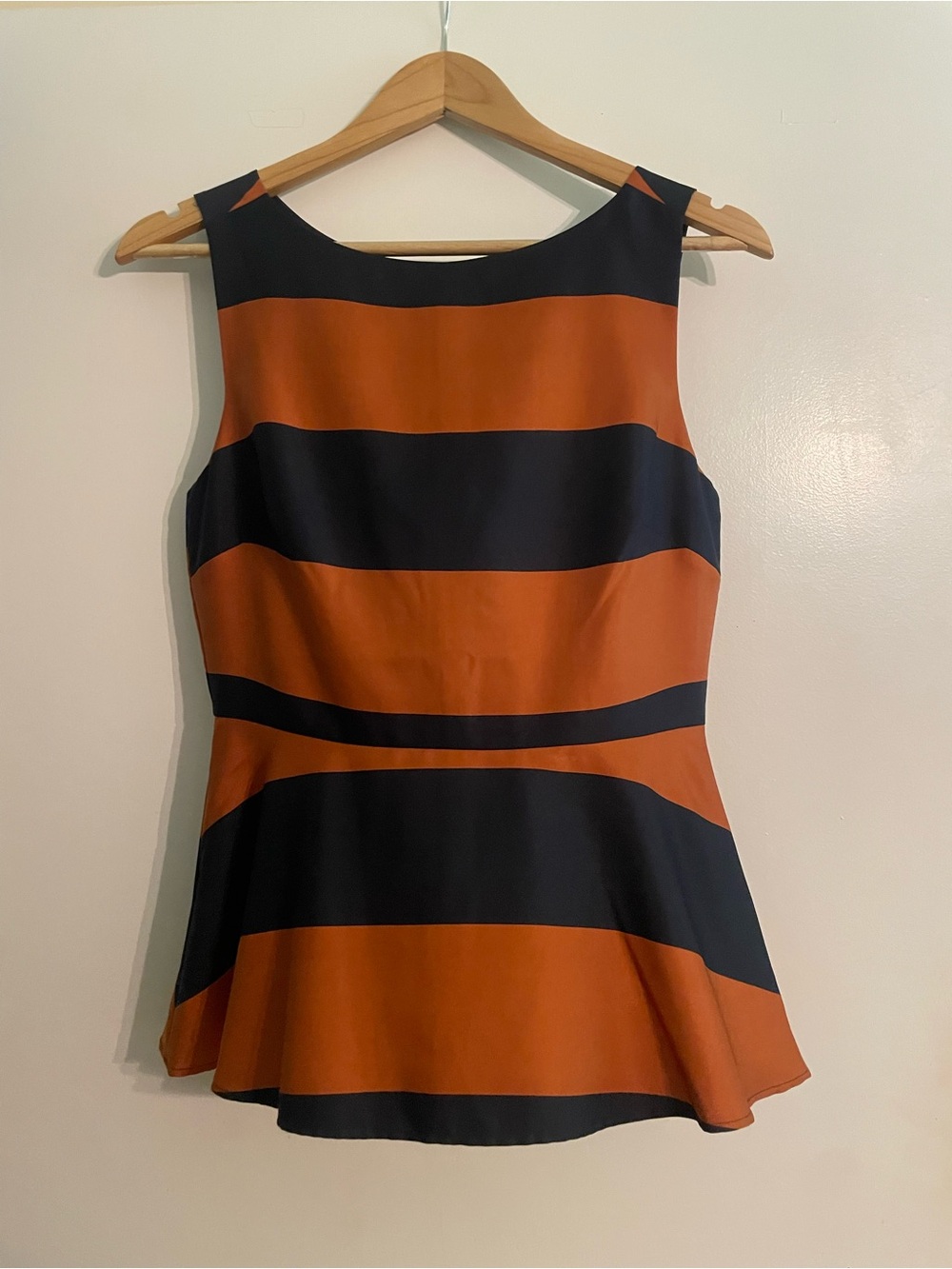Banana Republic Navy & Burnt Orange Sleeveless Peplum Top